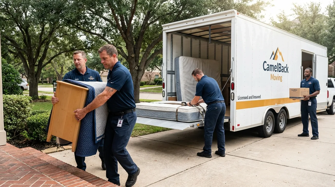 Crew loading residential truck for cross-state move from Mount Carroll, IL