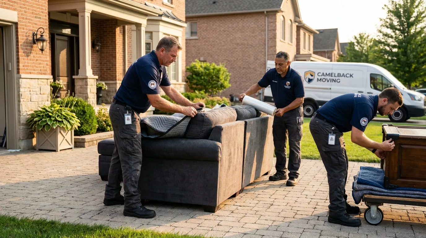 Large estate moving crew wrapping furniture in Mount Carroll, IL